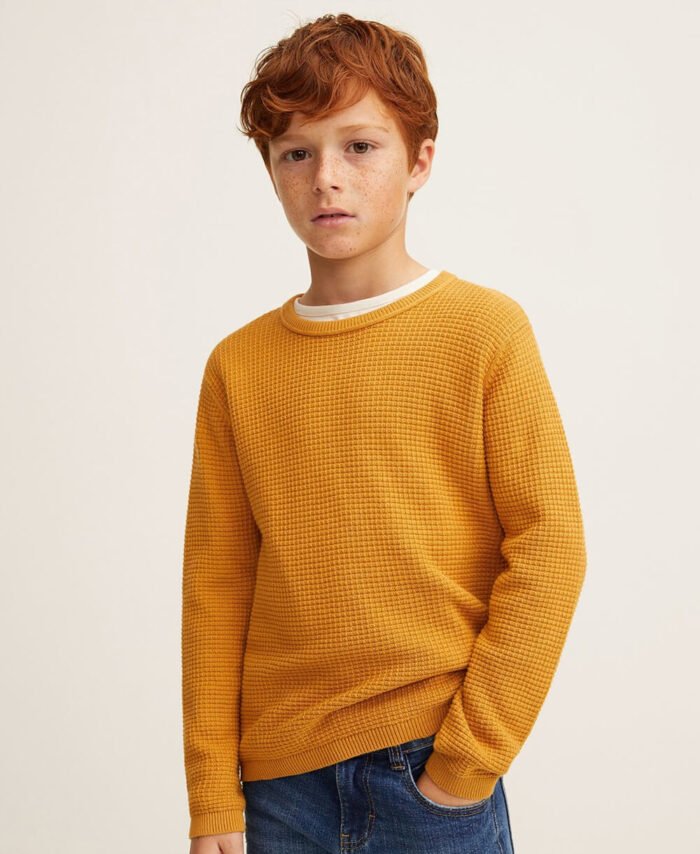 Mustard Yellow Self Design Pullover
