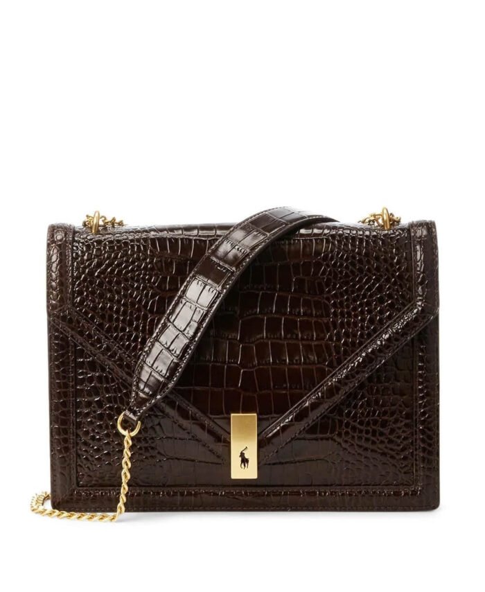 Crocodile-effect leather bag